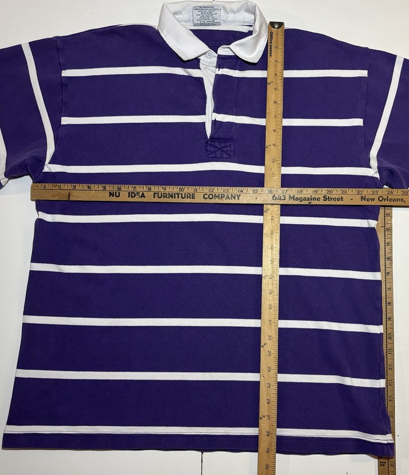 VTG 2XL Barbarian Rugby Polo Shirt Colorblock Striped Purple Short