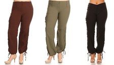 New Women's Full Length High Waisted Casual Cargo Pants Sizes 8 to 24