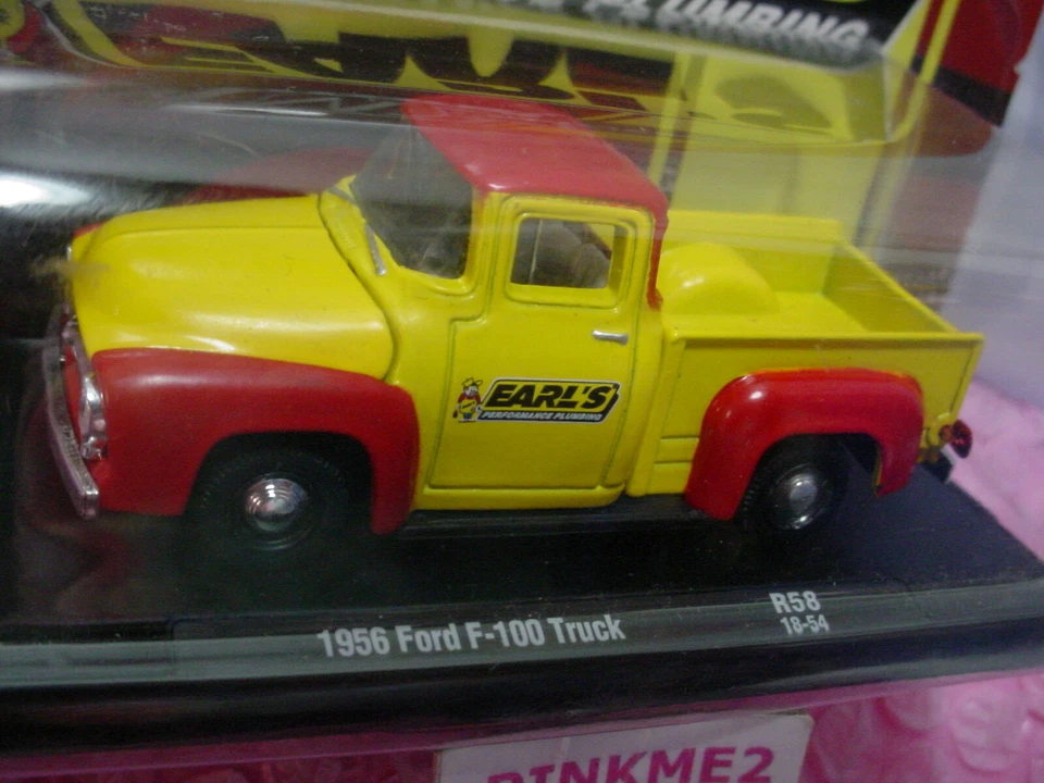 M2 Machines  1956 FORD F-100 TRUCK ∞Yellow/red;EARL'S PLUMBING✨✨R58 18-54 - Image 2 of 2