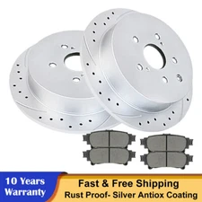 Rear Drilled Brake Rotors Disc Pads Brakes for Sienna Highlander RX350 RX450h
