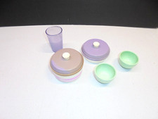 Vintage Chilton SiLite Melmac Pretend Kitchen Toy Set Bowls Glass Plastic