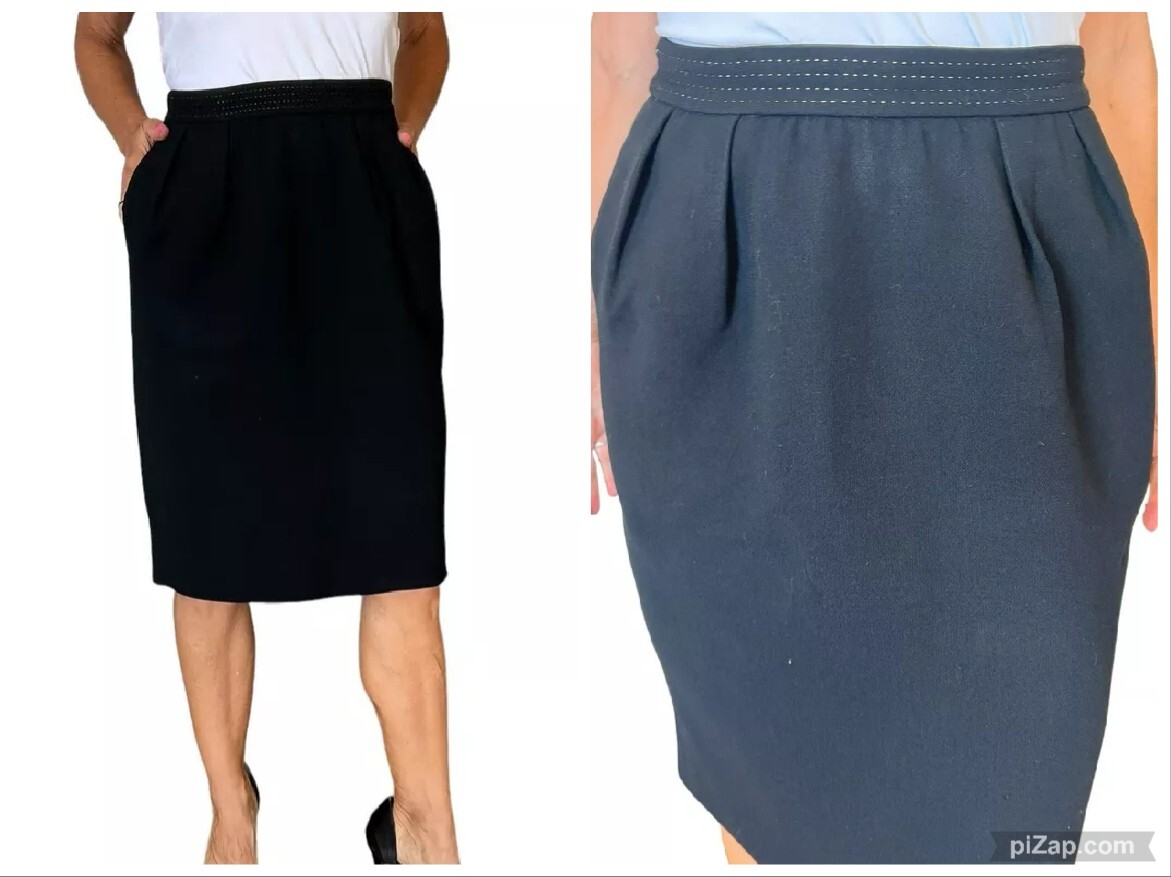 YSL YVES SAINT LAURENT WOMEN'S SKIRT BLACK WOOL PENCIL
