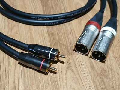 Pair - XLR to RCA - Klotz MC5000 high end Cable Neutrik silver plated XLRs 1-6m