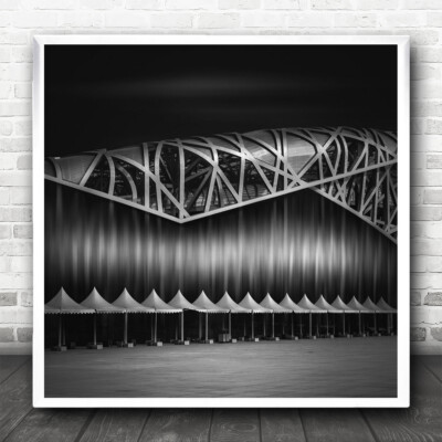 Stadium Olympic Modern Black And White Square Wall Art Print