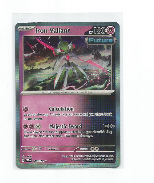 IRON VALIANT 2024 POKEMON SCARLET & VIOLET TEMPORAL FORCES HOLO CARD #80/162