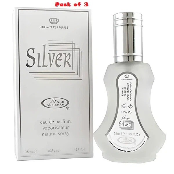 Silver 35ml (Pack of 3 ) Perfume Spray  by Al Rehab