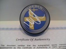 Ulf Samuelsson Autographed Signed Team Sweden Puck COA Pittsburgh Penguins