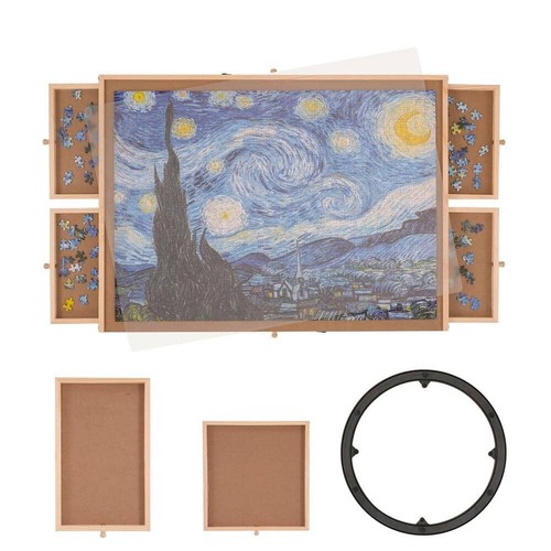 Puzzle Board 1000 Piece with Drawers Cover Rotating Wooden Jigsaw Puzzle Plateau