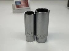 Craftsman 3/8 Drive 2pc 6pt Spark Plug Sockets, 5/8" 43324, 13/16” 43321/5 USA