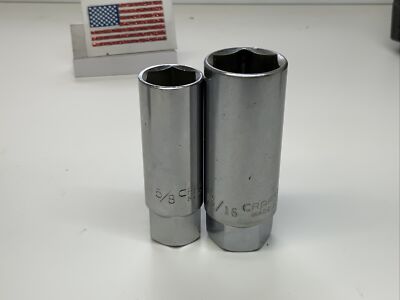 Craftsman 3/8 Drive 2pc 6pt Spark Plug Sockets, 5/8'' 43324, 13/16  43321/5 USA