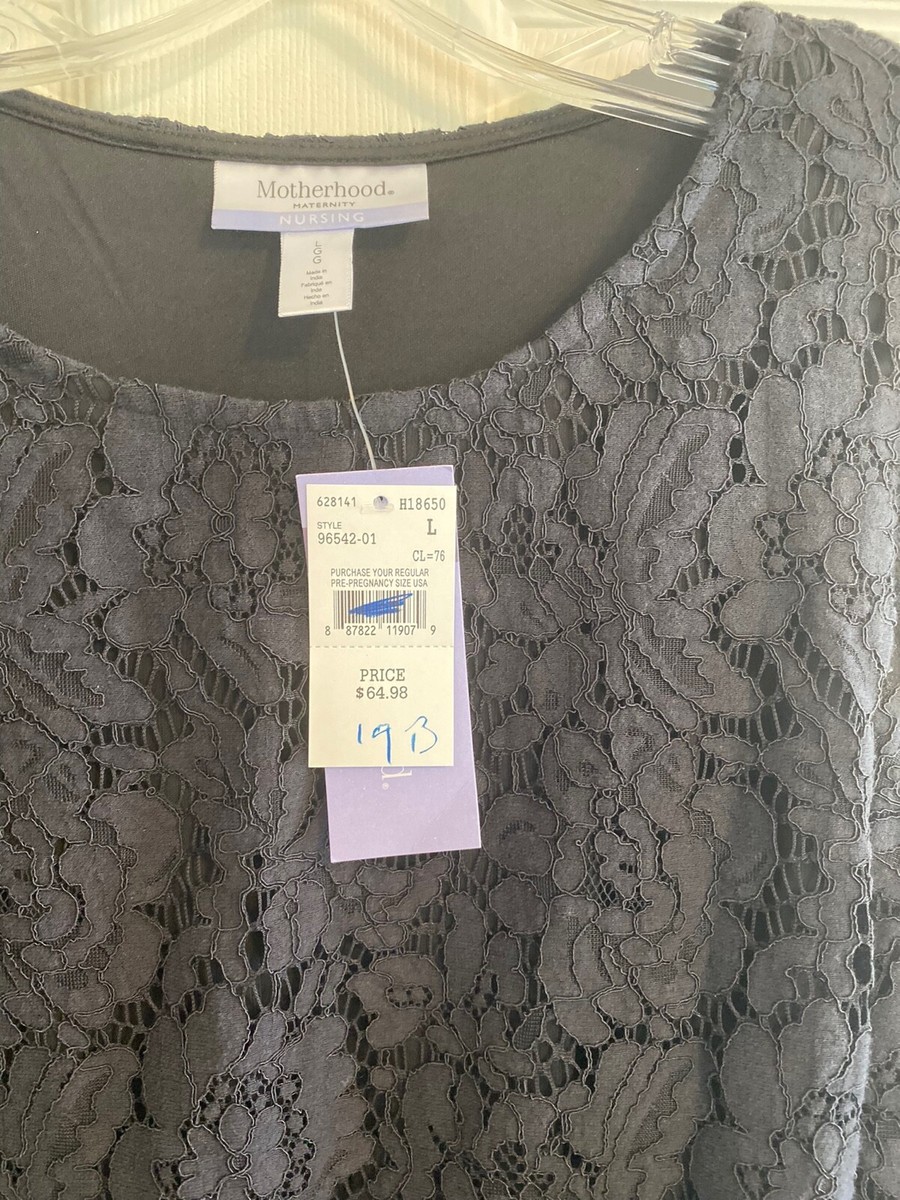 Motherhood Maternity NURSING Dress Black EZ Access Lace Top