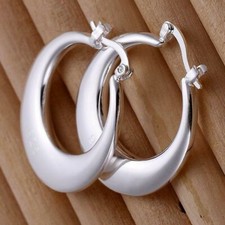 Womens 925 Sterling Silver Elegant 28mmx23mm Round Hoop Vogue Earrings E365
