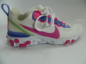 Nike React Element 55 White Fire Pink Sapphire Womens Size 7 Ebay