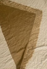 Vtg Casual Corner Metallic Gold Fringed Piano Shawl Scarf Triangle Wrap 2 