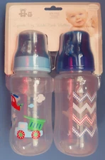 Cribmates 2 pack 11 oz. wide-neck bottles  Blue theme  BPA FREE  # CM49301  NEW