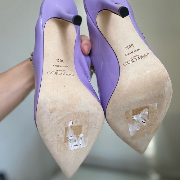 New JIMMY CHOO Bing 100 Lilac crystal-embellished patent New JIMMY CHOO Bing 100 Lilac crystal-embellished patent