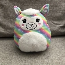Squishmallow Rainbow Bailey Llama 8 Inch Super Soft Plush Furry Belly