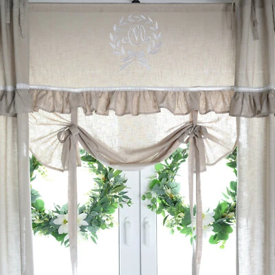 MATHILDE cappuccino 120x120cm Raffrollo Gardine Raffgardine Shabby Franske Boho - Bild 1 von 4
