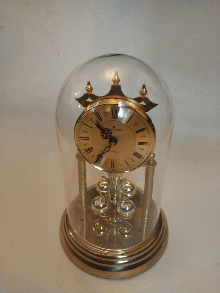 JUNGHANS VINTAGE GLASS DOME CLOCK MADE GERMANY Works Balls Rotating AA