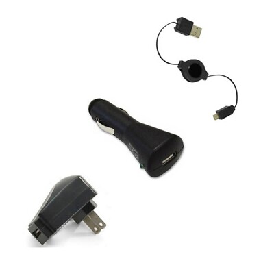 USB Cable Car Home Charger Retractable MicroUSB Power for Cell Phones