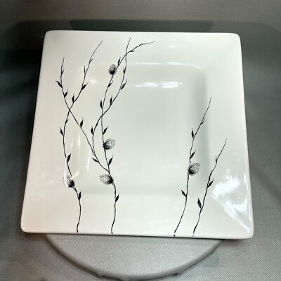 Italian Pottery Platter Silver Florals Large  Porcelain Made In Italy ESTE CE