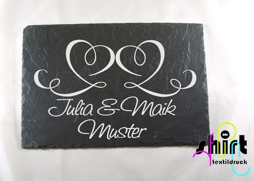 S 70 - Slate Plaque Hearts Wedding Family Name Front Door Sign Door Sign