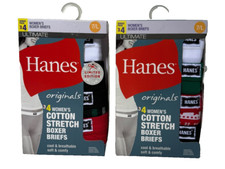  Lot of 2 New Hanes Women's Originals Ultimate 3 1 Cotton Stretch Boxer Brief L
