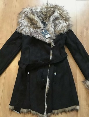 lipsy faux fur bonded wrap coat