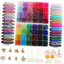 Glass Beads for Jewelry Making, 1280pcs 8mm 48 Colors Round Crystal Glass