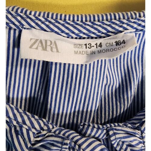 Zara Girls Blue and white pinstripes Cotton Poly blend Size 13/14 Stretchy - Picture 3 of 4