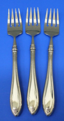 3 - Oneida SHERATON Glossy Cube Mark Stainless Flatware 7 1/8'' SALAD FORKS