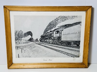 The Steam Locomotive In Action Danger Ahead By J B Beyer 13  x 10  Framed