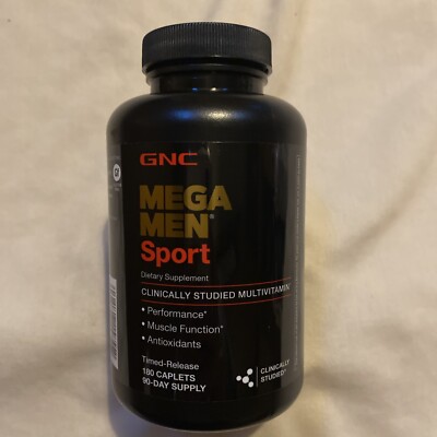 LARGER GNC MEGA MEN SPORT  MULTIVITAMIN 180 Caplets Exp 06/25