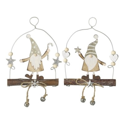 Heaven Sends 2er Set Holz Gonk Figuren auf Baumstämmen, Weihnachtsdeko, 16,5 cm