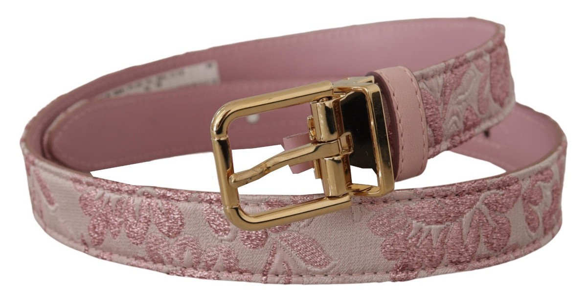 DOLCE & GABBANA Belt Pink Jaquard Embroidered Gold Tone  display picture 1