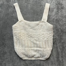 Abercrombie Fitch Top Womens L Large White Crochet Knit Tank Pullover Stretch