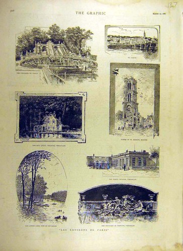 Original Old Antique Print 1887 Paris France Scenes Versailles Mantes St-Cloud