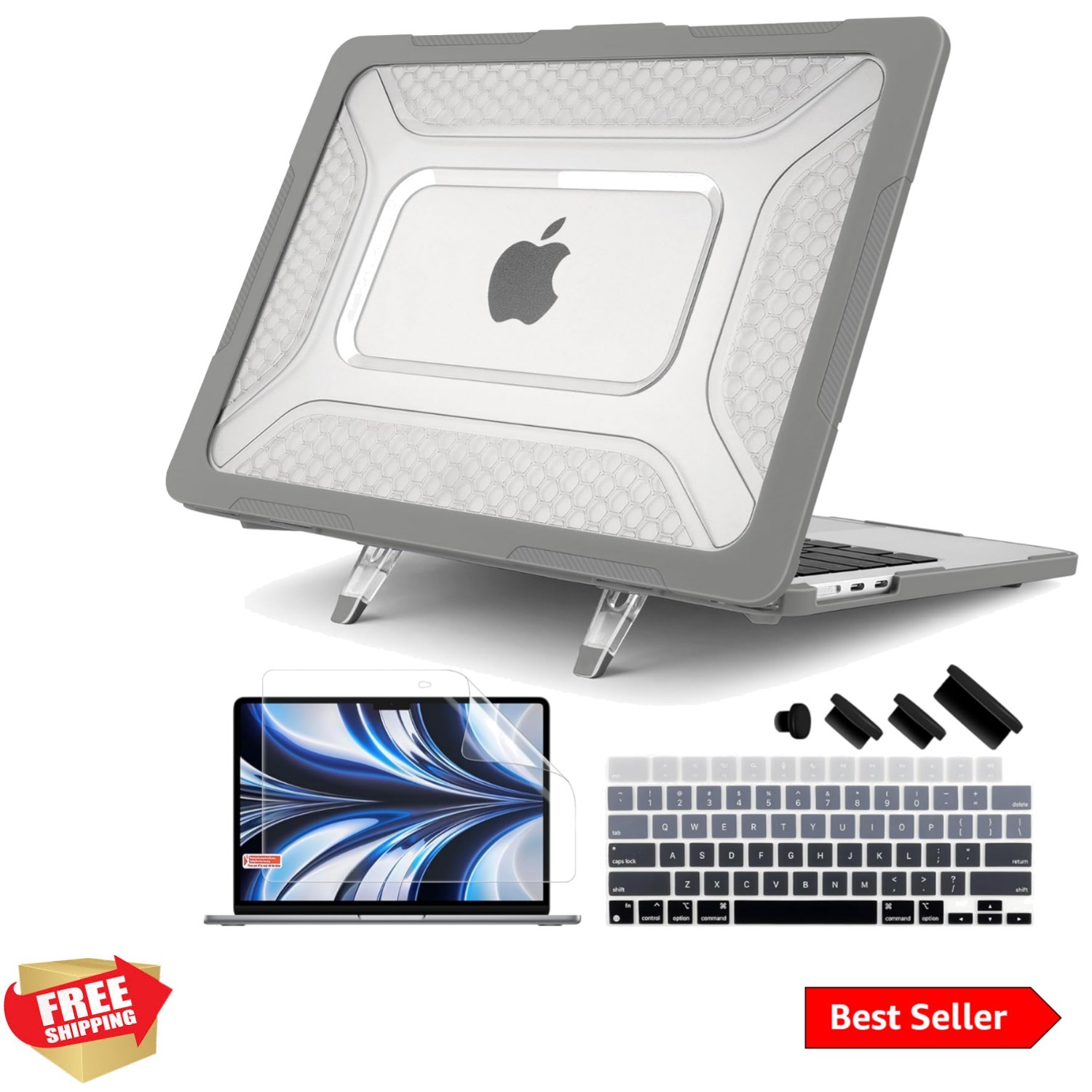 Stylish Honeycomb Hard Shell Case for 2025 MacBook Air 13-In