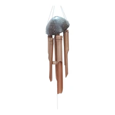 Natural Bamboo Wind Chime with Coconut Top Handmade Wooden Garden Patio Home Dec