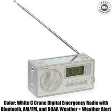 Color: White C Crane Digital Emergency Radio with Bluetooth, AM/FM, and NOAA Wea