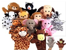 Velour Animal Hand Puppets, Super Soft Animal Hand Puppets 12 Pack 