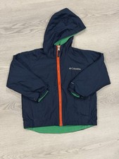 Columbia Reversible Fleece Jacket Boys Size 4-5 Navy Blue Green Full Zip