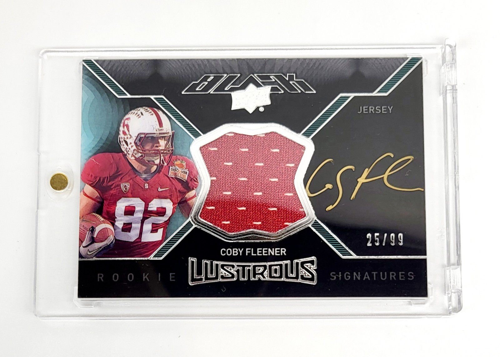 2012 Coby Fleener RC Black Lustrous Patch Auto #/99 Stanford Cardinal  
