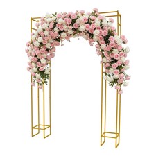 Gold Metal Wedding Balloon Arch Stand with Bases 44lbs Capacity Free Standing