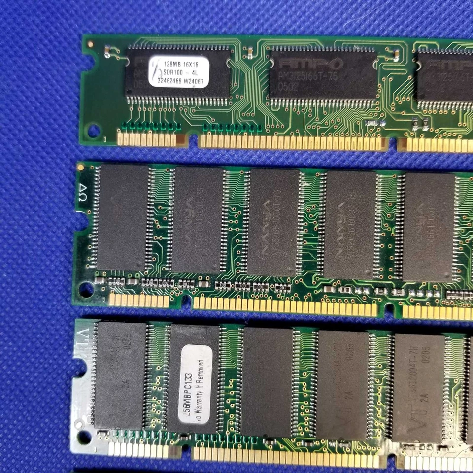Lot of 10 Mixed PC100/PC133 ECC SDRAM 168-Pin Desktop RAM Sticks Various Brands, - Image 4 of 4