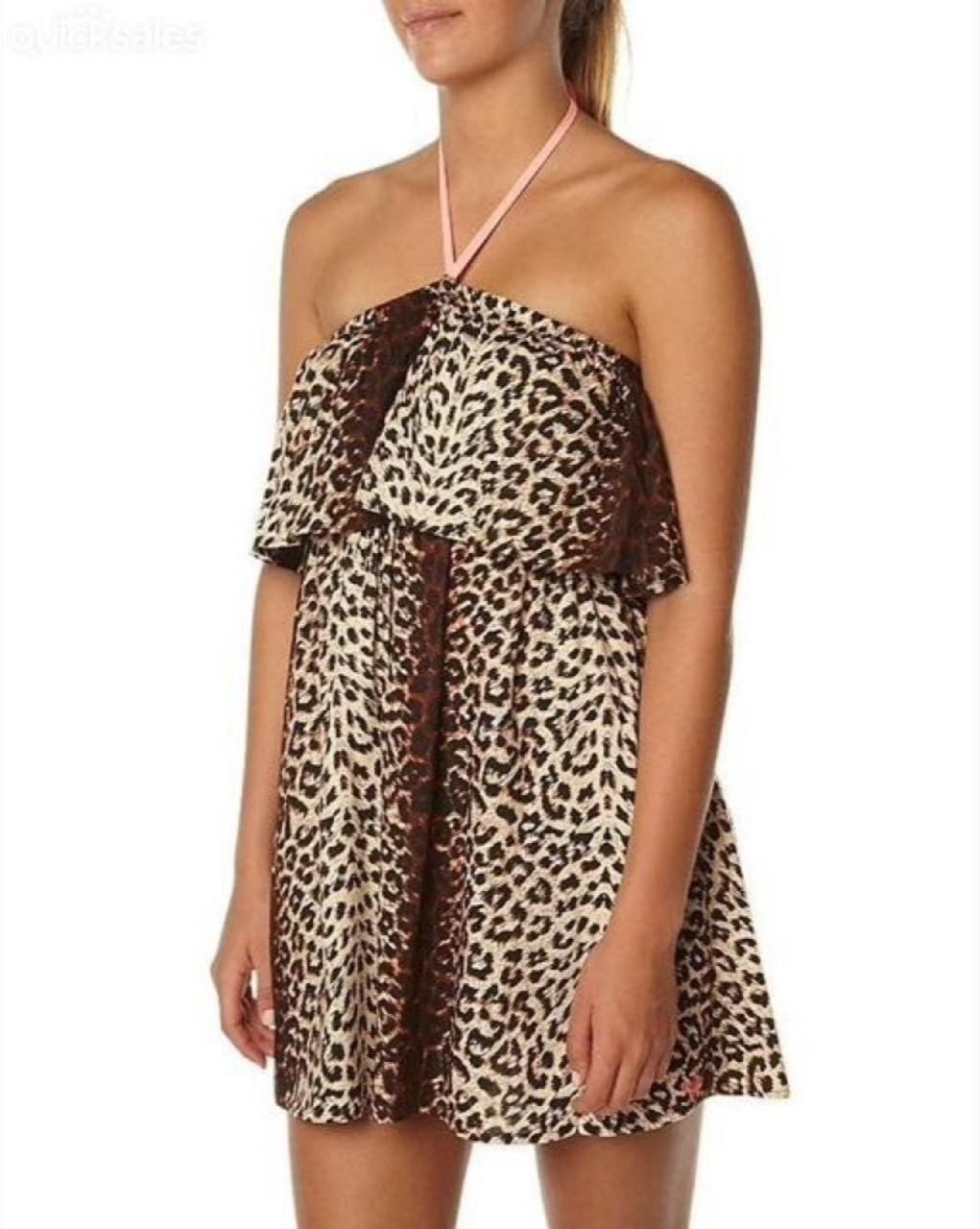 ROXY Wild Things Leopard Print Halter Neck Mini D… - image 2