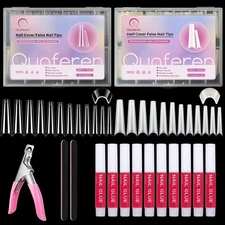 480PCS Coffin Nail Tips for Acrylic Nails Professional Set, XXL Extra Long Ac...