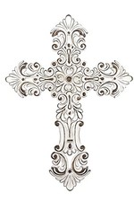Comfy Hour Faith and Hope Collection White Flower Hollow Out Wall Cross,