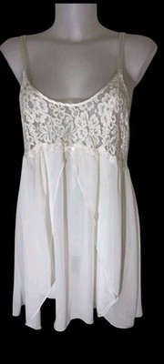 Vtg 90s Women's Ivory Lace Babydoll Coquette Fairycore Kawaii Night Dress Sz L