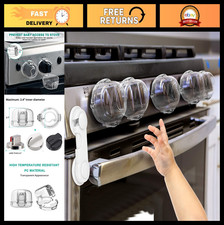 Child Safety Stove Knob Covers - Universal 5 1 Pack, Double-Key Design, Clear Vi